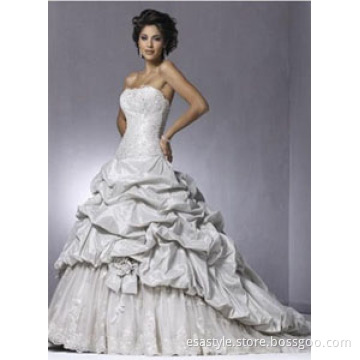 Ball Gown Strapless Chapel Train Ruffles Wedding Dress